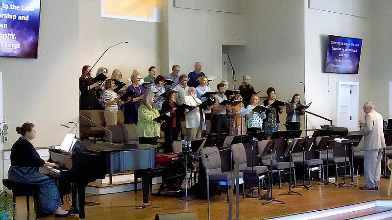 Yates Choir rehearsing in the Education Building